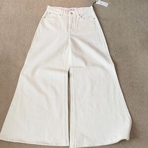 7 For All Mankind Wide Leg Cream Jeans